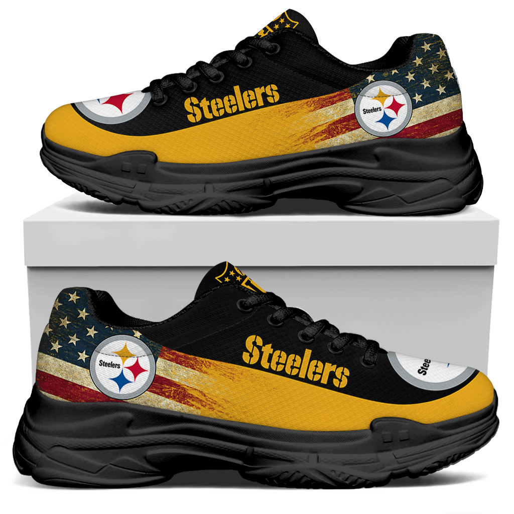 Women's Pittsburgh Steelers Edition Chunky Sneakers With Line 004